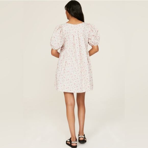 Sandy Liang Hugo Dress Pink/Purple Floral Puff Sleeve Size 6 - Picture 3 of 9